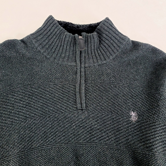 NWT US Polo Assn Pullover Quarter Zip High Neck Textured Sweater Faux Sherpa* - Picture 14 of 14